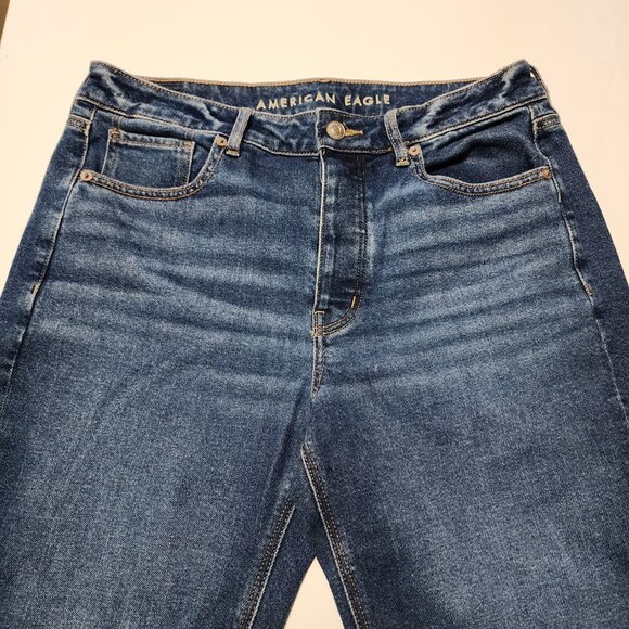 American Eagle Dark Wash Stretch Denim High Rise Tomgirl Jeans - Picture 4 of 10